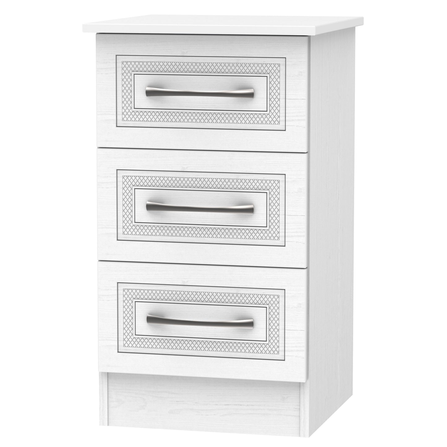 Dorset Bedside Table White 3 Drawers 70cm