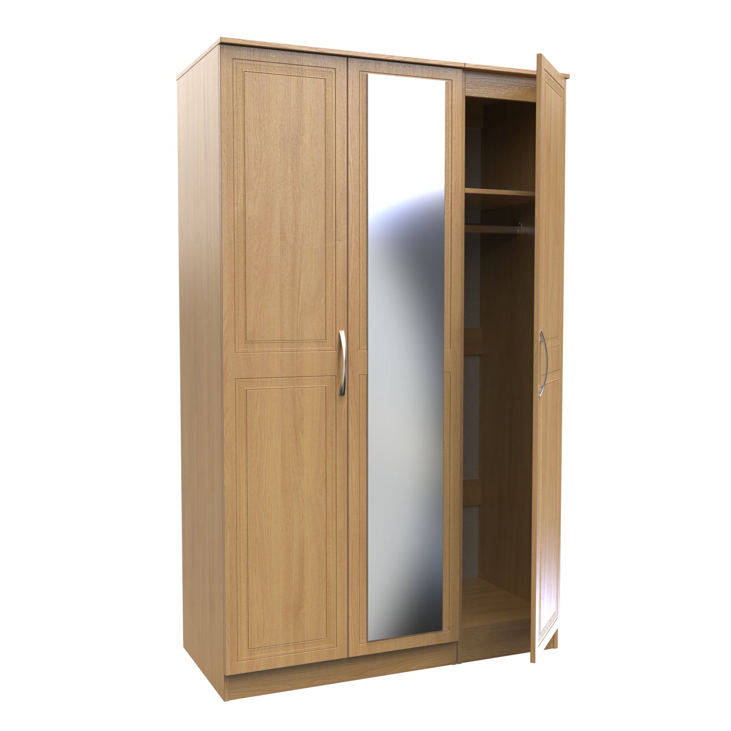 Dorset Tall Mirror Wardrobe Oak 1 Shelf 182cm