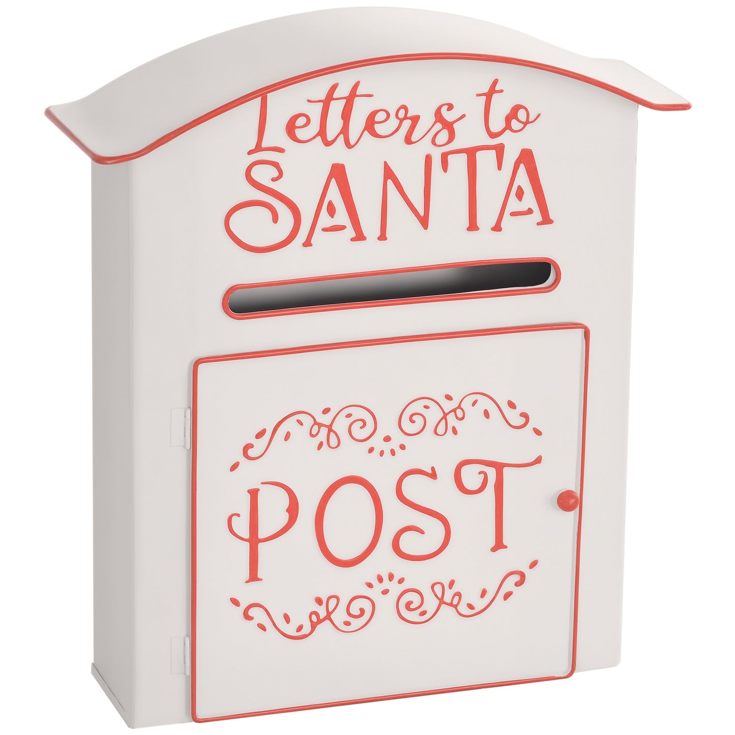 Postbox Christmas Decoration White & Red - 30.5cm