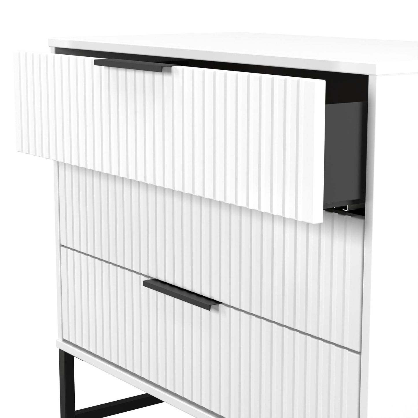 Fluted Chest of Drawers White 3 Drawers 77cm