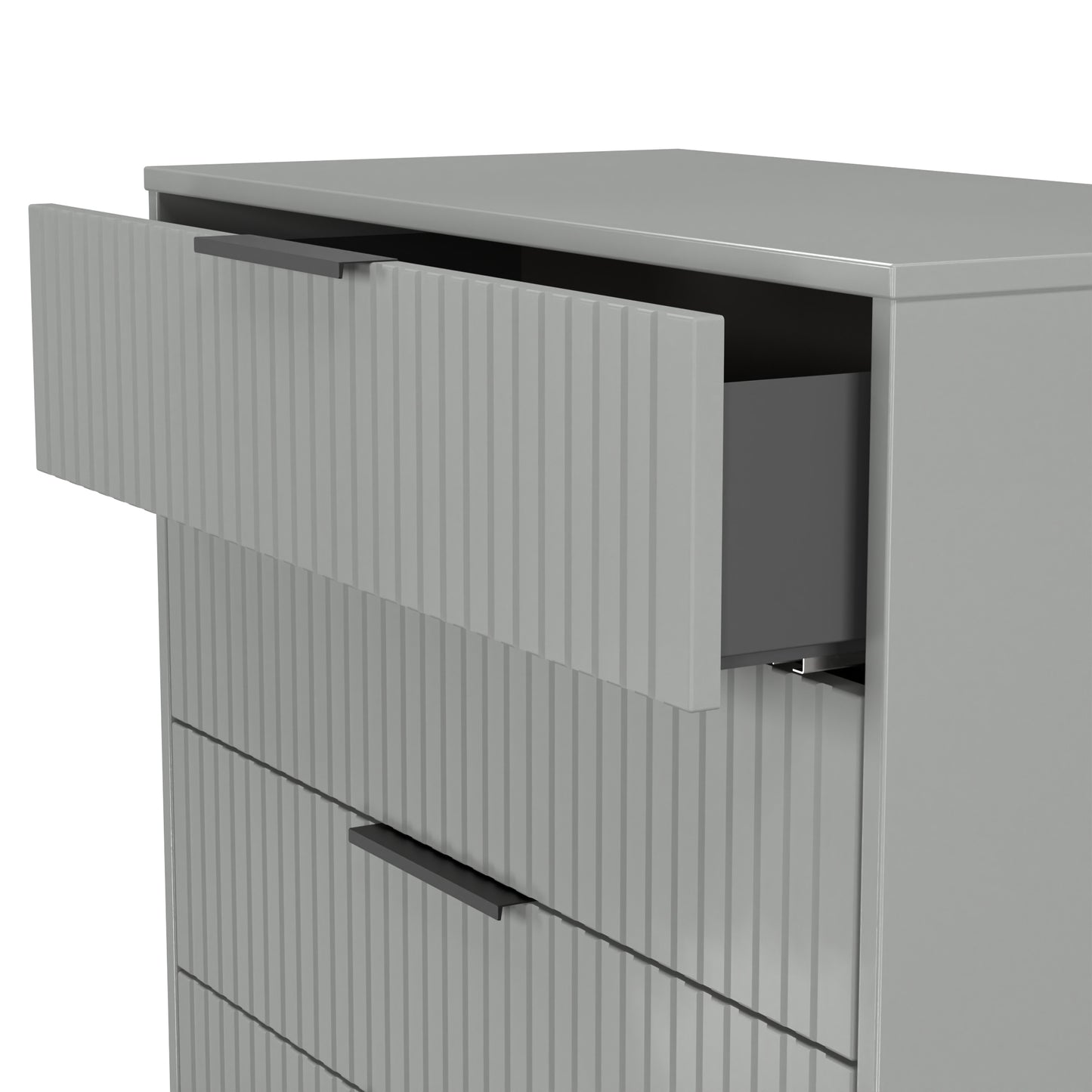 Fluted Tall Chest of Drawers Grey 5 Drawers 109cm