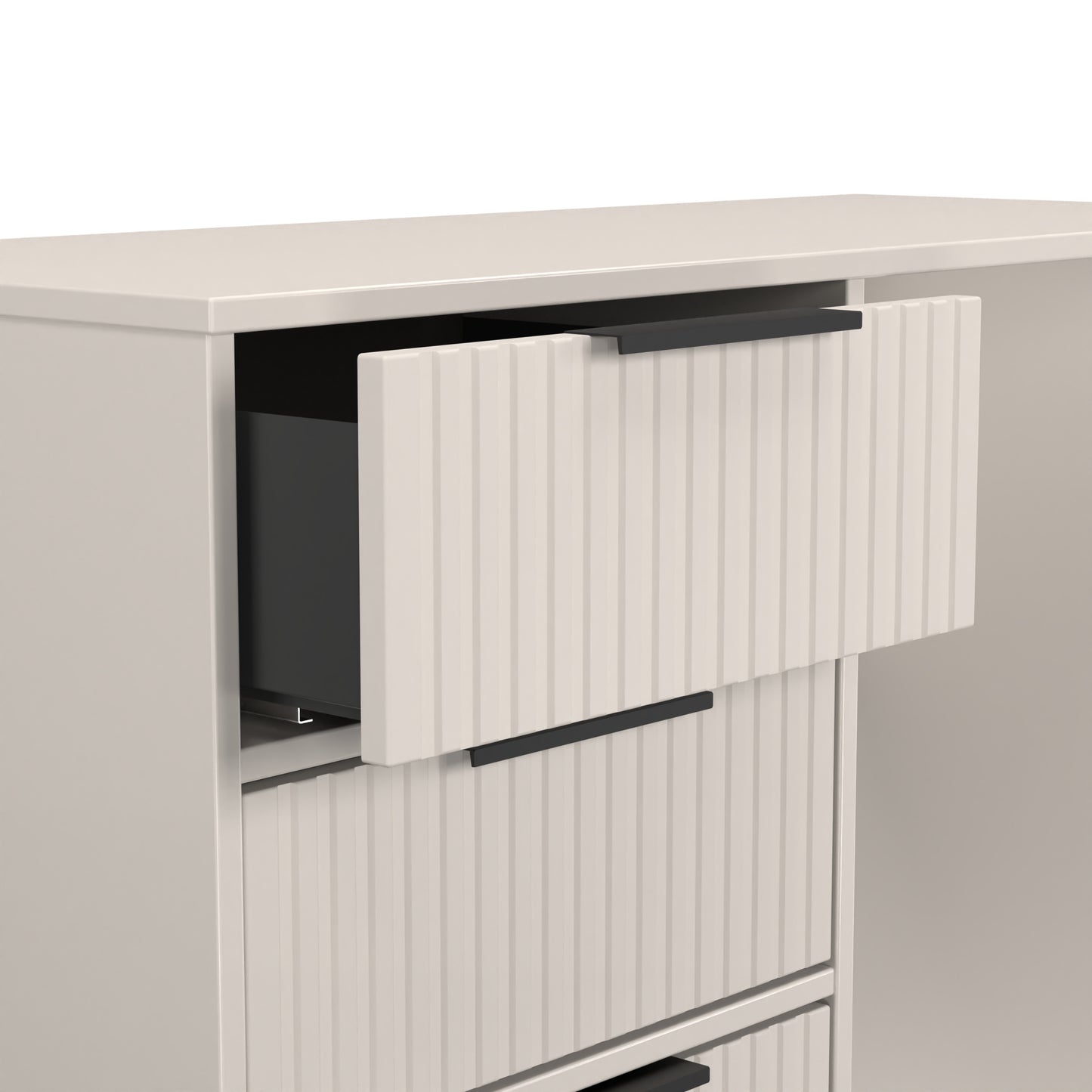 Fluted Desk Off-White 4 Drawers 97cm