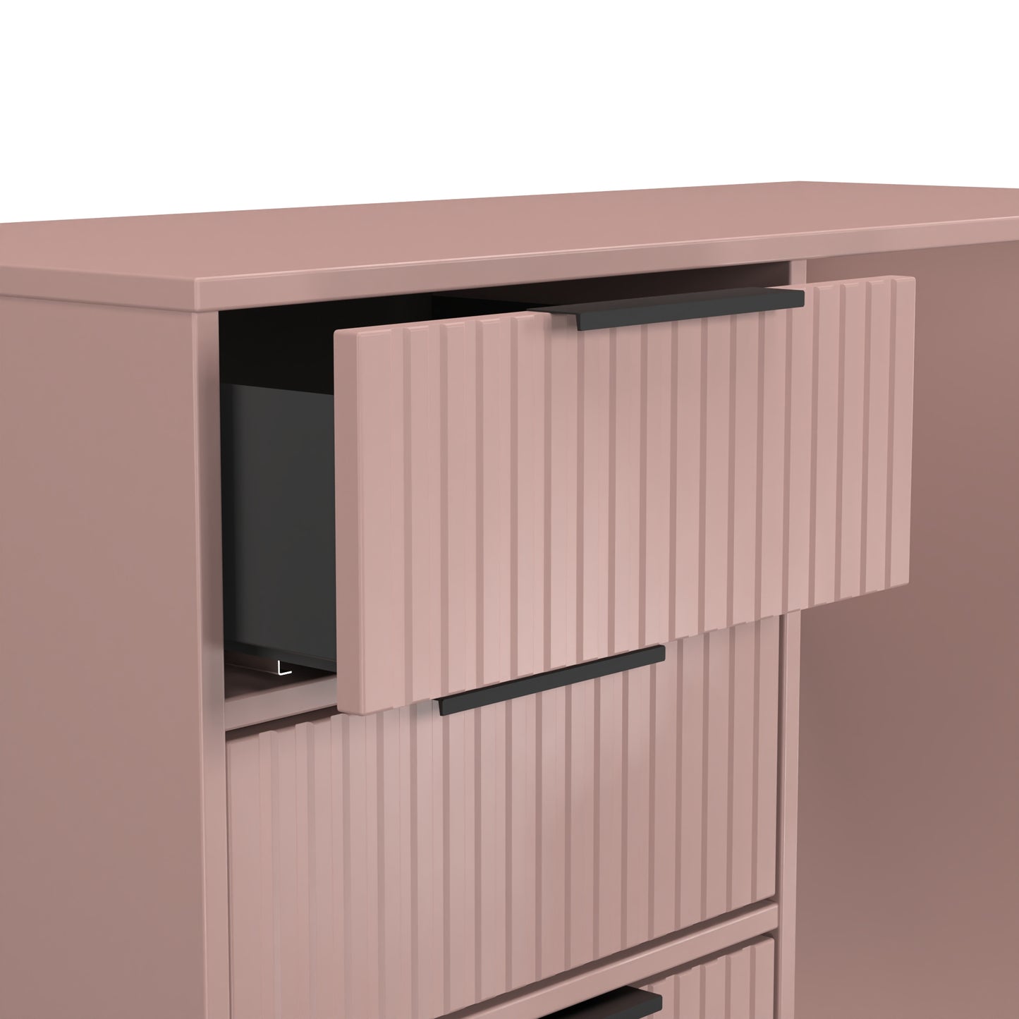 Fluted Desk Pink 4 Drawers 97cm