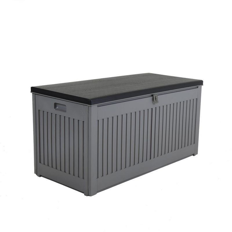 Plastic Outdoor Storage Box 190 Litres Extra Large Grey Black Plastic outdoor storage box 190 litres extra large grey black
