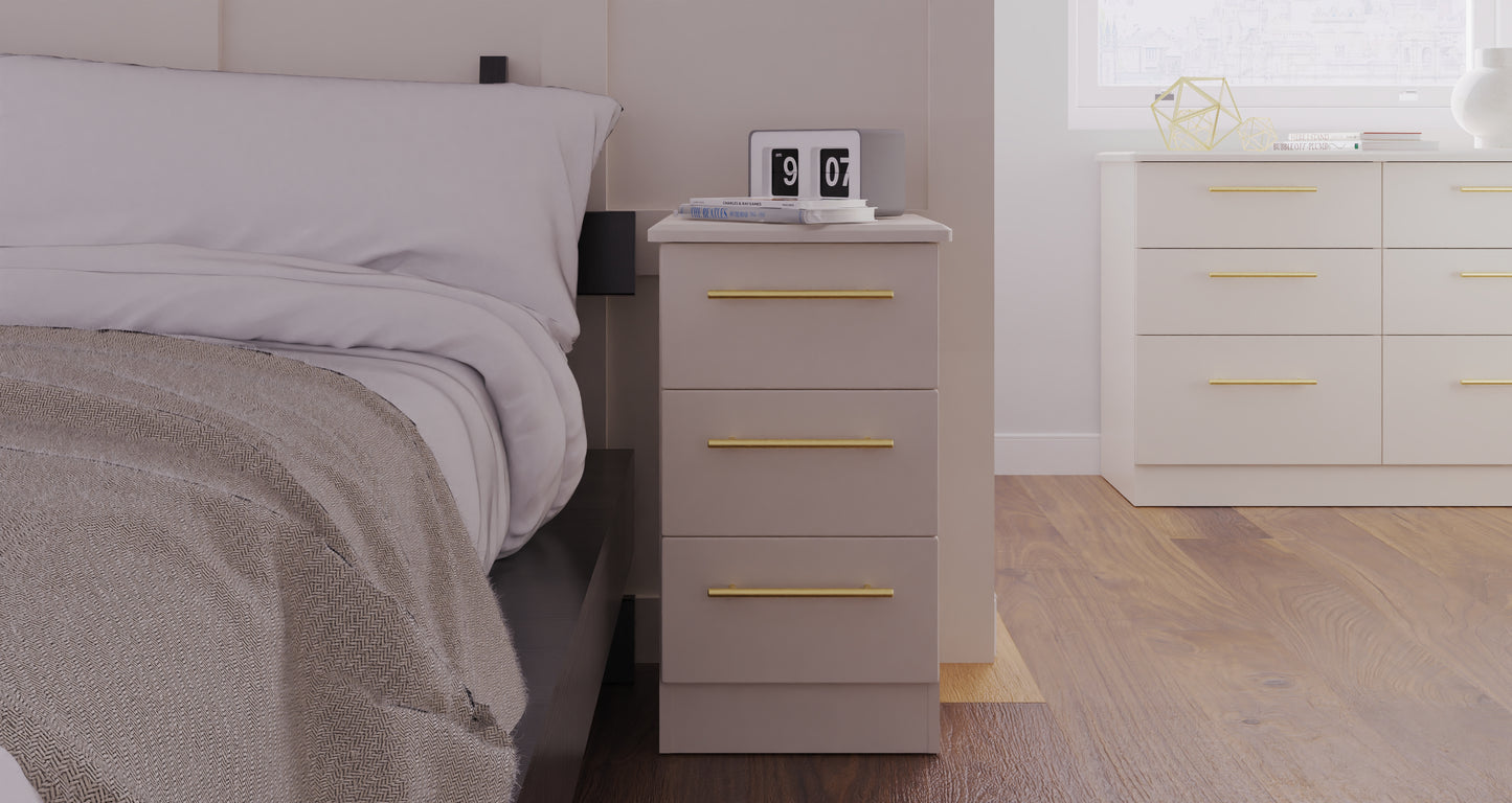 Haworth Bedside Table Off-White 3 Drawers 70cm