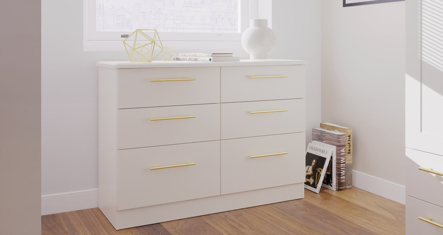 Haworth Large Chest of Drawers Off-White 6 Drawers 112cm