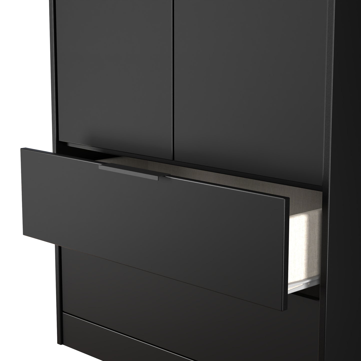 Hong Kong B Tall Wardrobe Black 2 Doors 2 Drawers 197cm