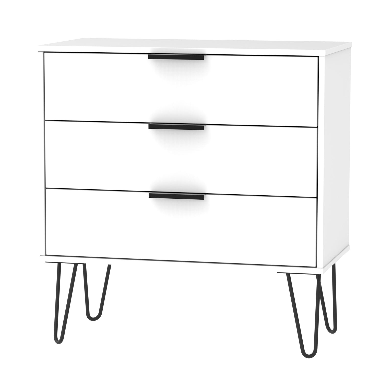 Hong Kong C Chest of Drawers White 3 Drawers 77cm
