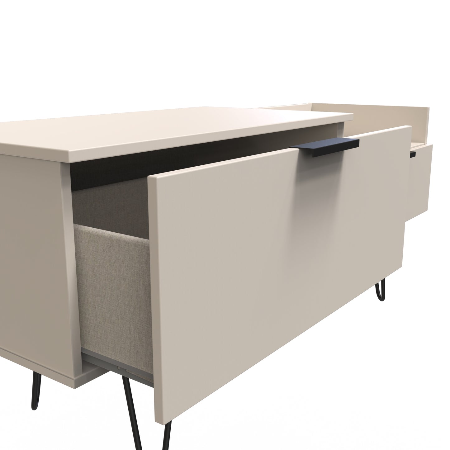 Hong Kong C TV Unit Off-White 1 Shelf 2 Drawers 128cm