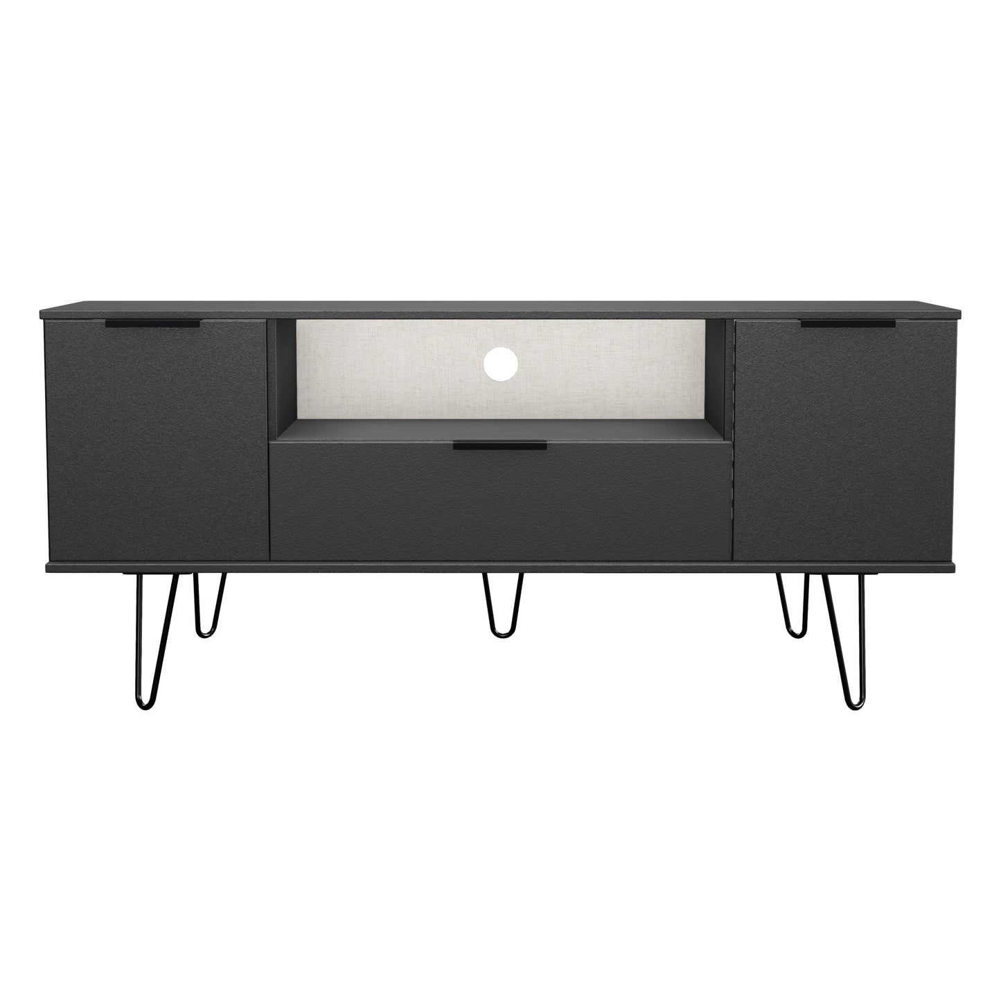 Hong Kong C TV Unit Black 1 Shelf 1 Drawer 2 Doors 144cm