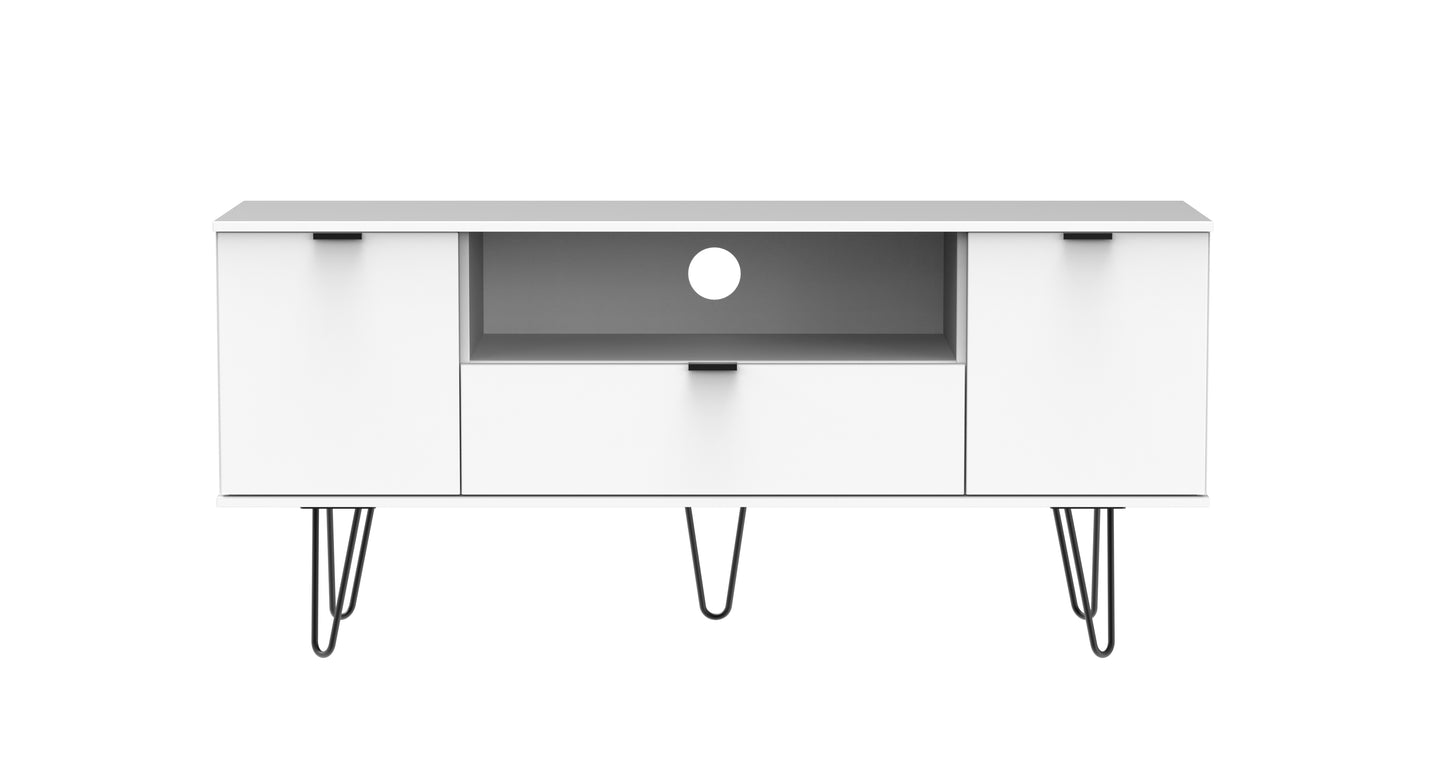 Hong Kong C TV Unit White 1 Shelf 1 Drawer 2 Doors 144cm