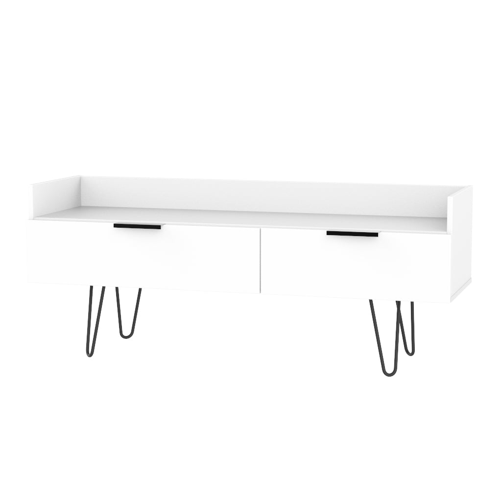 Hong Kong C TV Unit White 2 Drawers 128cm