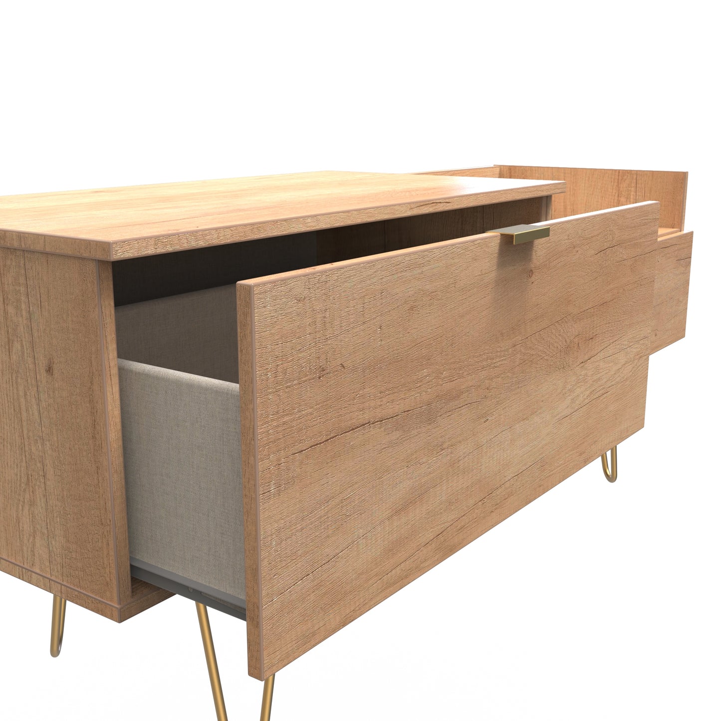 Hong Kong F TV Unit Dark Oak 1 Shelf 2 Drawers 39cm