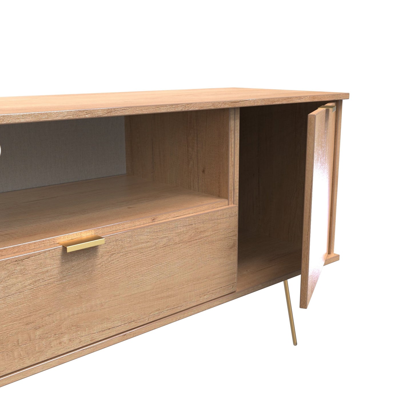 Hong Kong F TV Unit Dark Oak 1 Shelf 1 Drawer 2 Doors 39cm