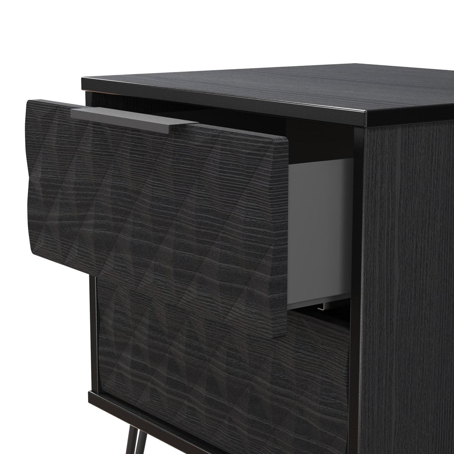 Harlequin Bedside Table Black 2 Drawers 60cm