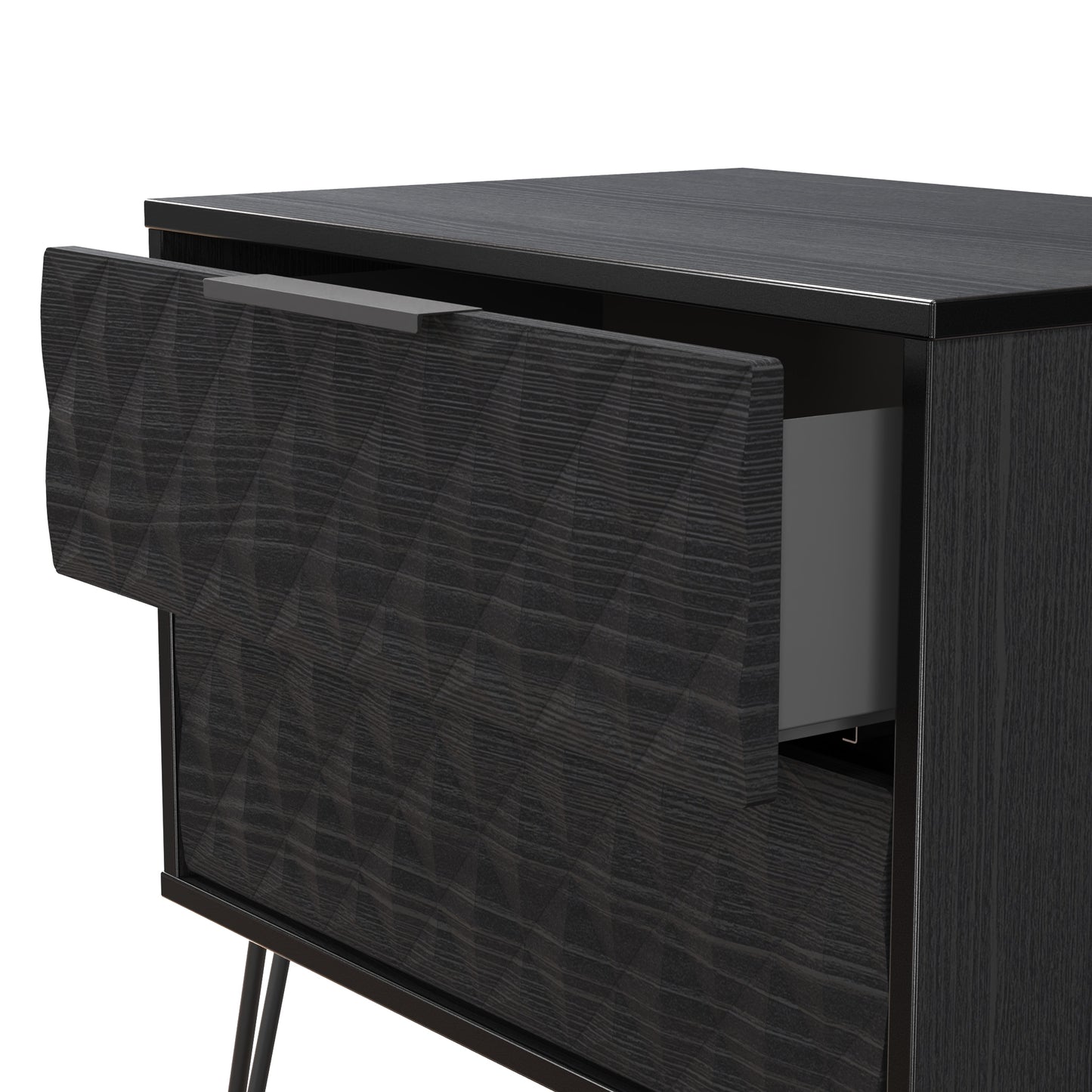 Harlequin Side Table Black 2 Drawers 60cm