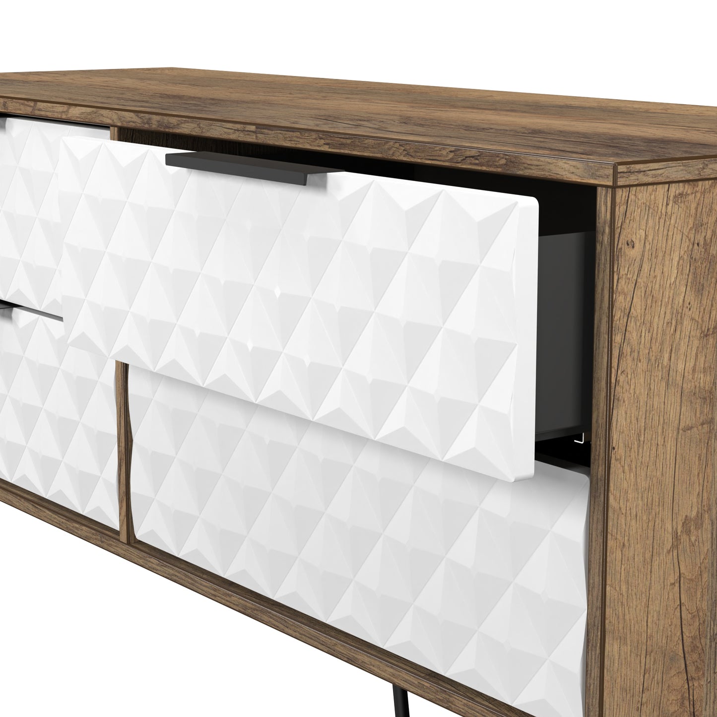 Harlequin Large Chest of Drawers White & Oak 4 Drawers 115cm