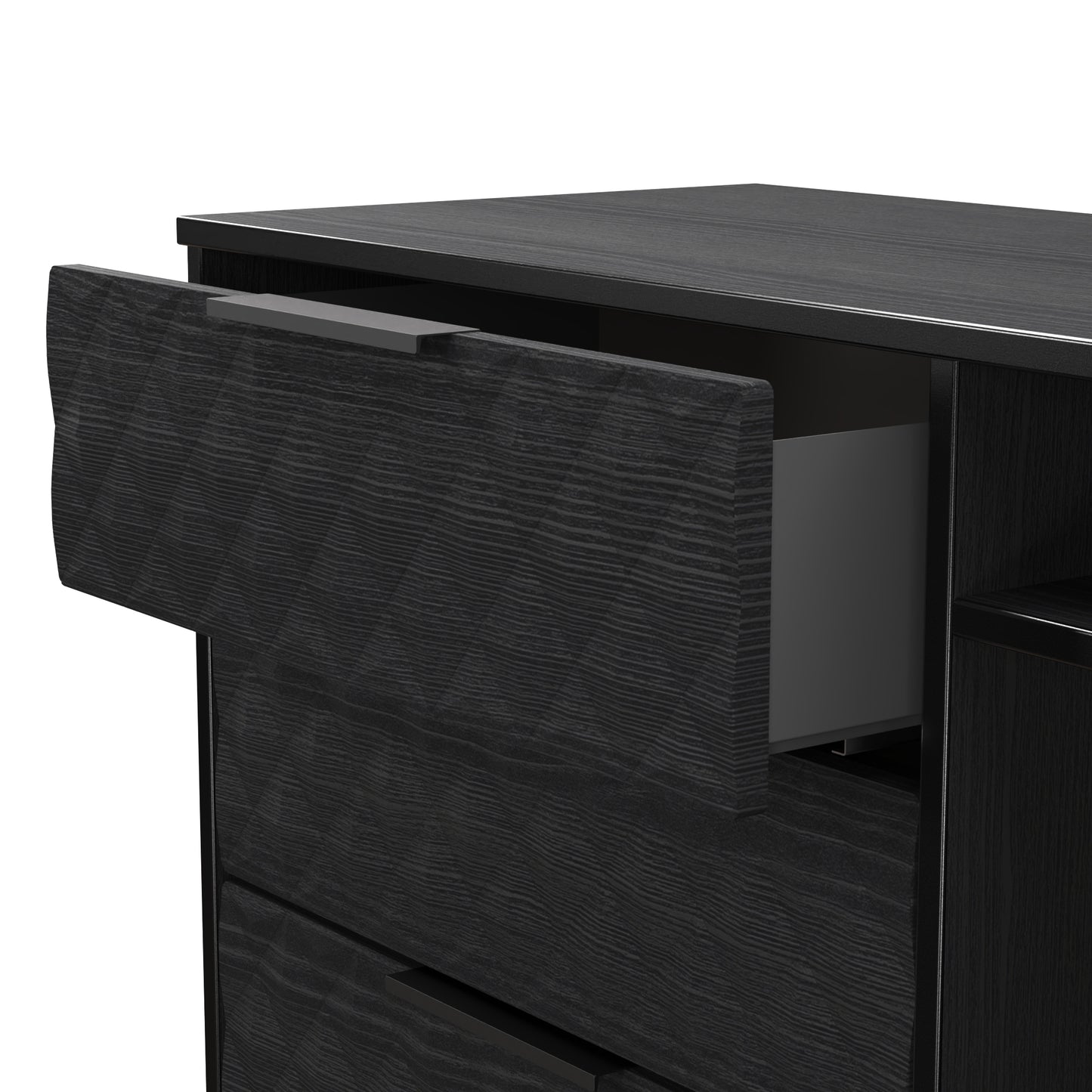 Harlequin TV Unit Black 2 Shelves 3 Drawers 97cm