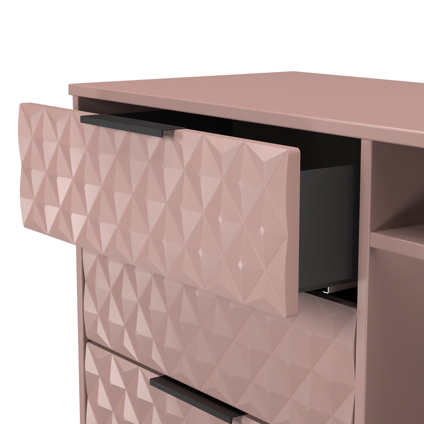 Harlequin TV Unit Pink 2 Shelves 3 Drawers 97cm