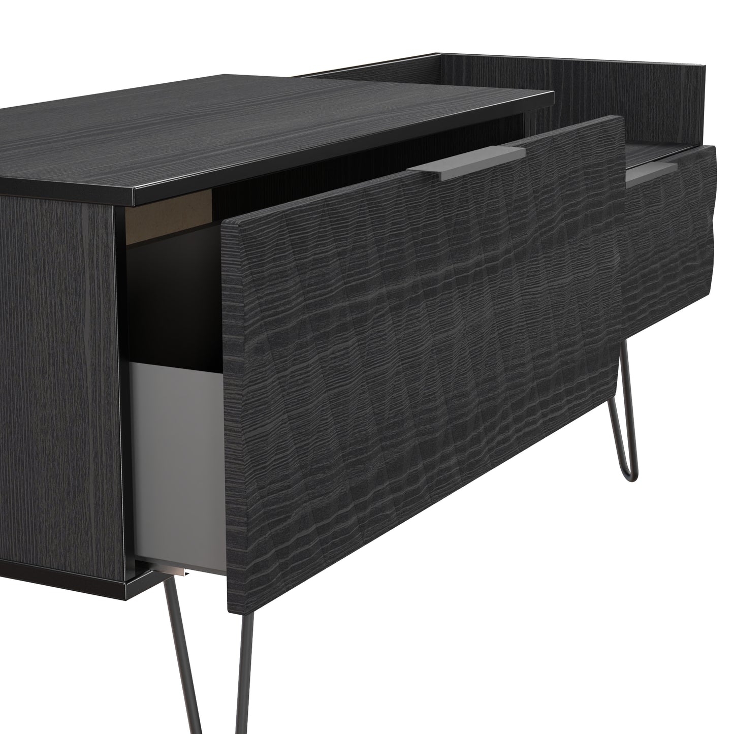 Harlequin TV Unit Black 1 Shelf 2 Drawers 128cm