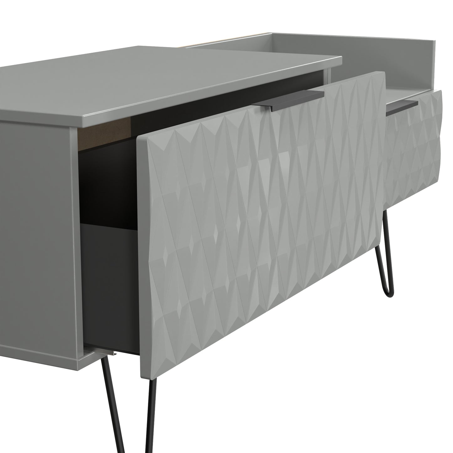 Harlequin TV Unit Grey 1 Shelf 2 Drawers 128cm