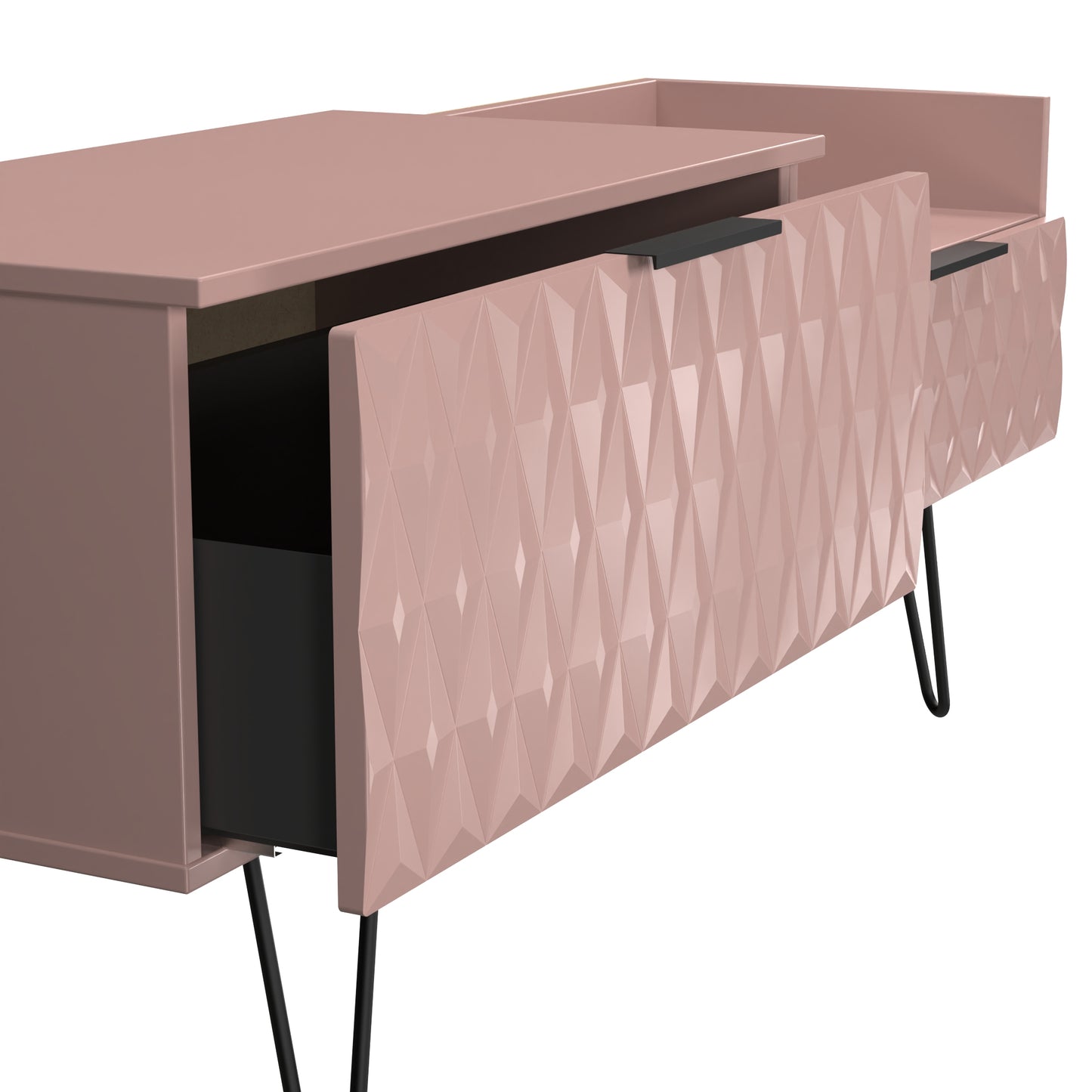 Harlequin TV Unit Pink 1 Shelf 2 Drawers 128cm
