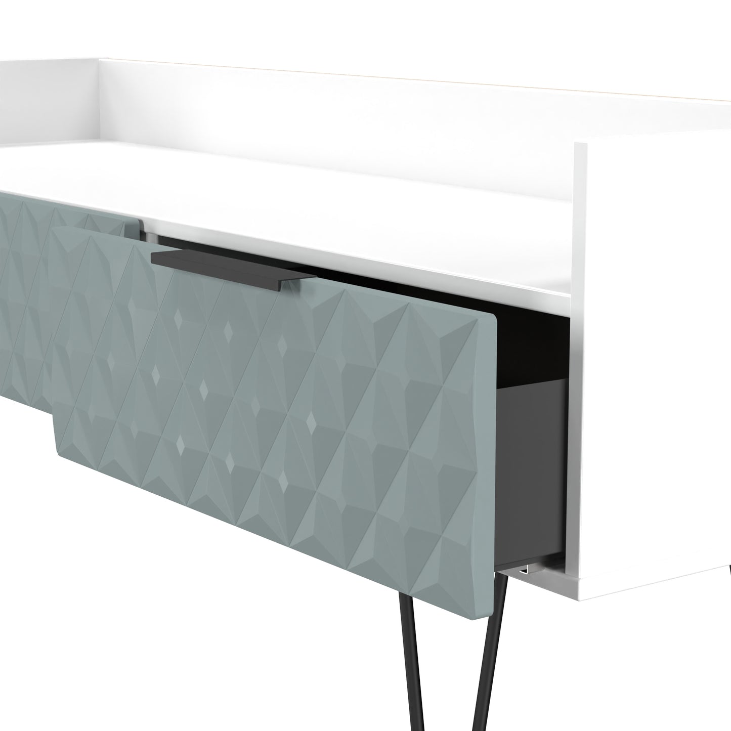 Harlequin TV Unit Teal & White 2 Drawers 128cm