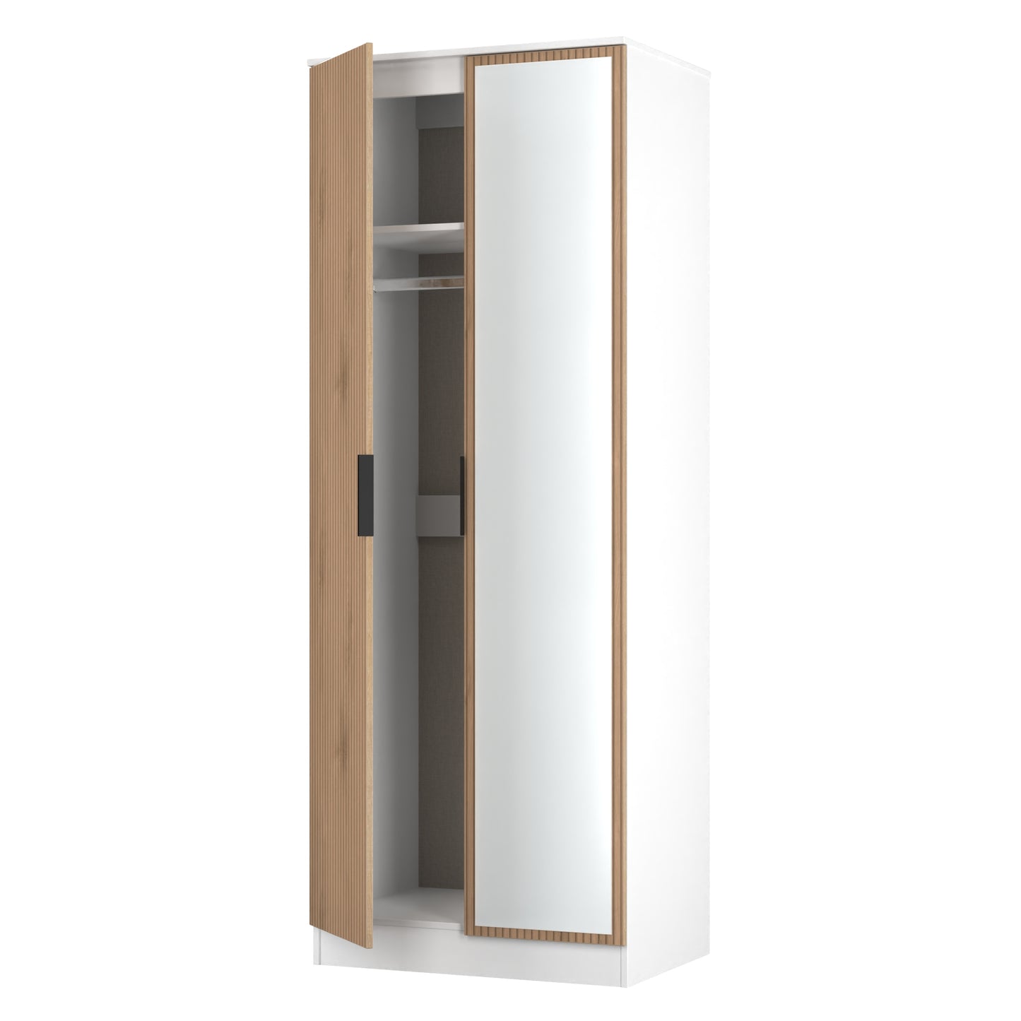 Java Tall Mirror Wardrobe Not Applicable 2 Doors 1 Shelf 196cm