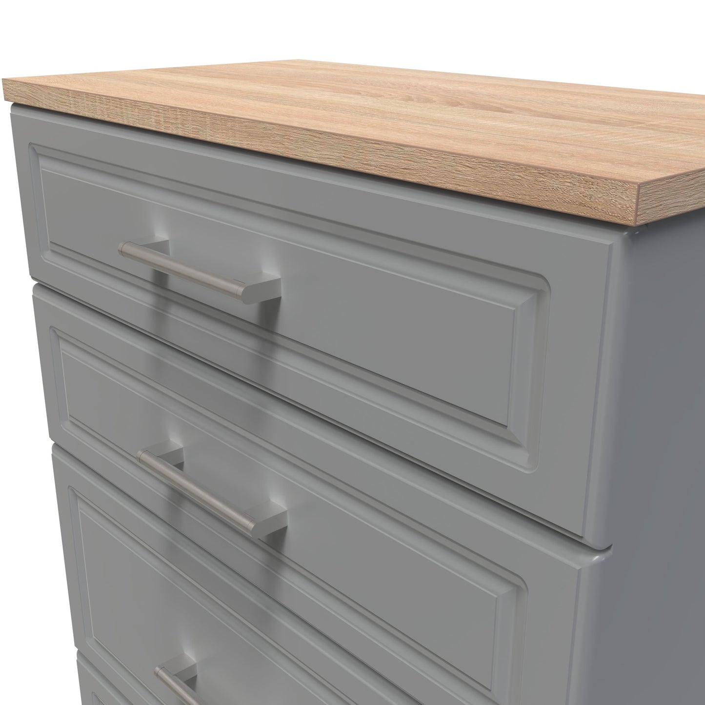 Kent Tall Chest of Drawers Grey & Oak 4 Drawers 108cm