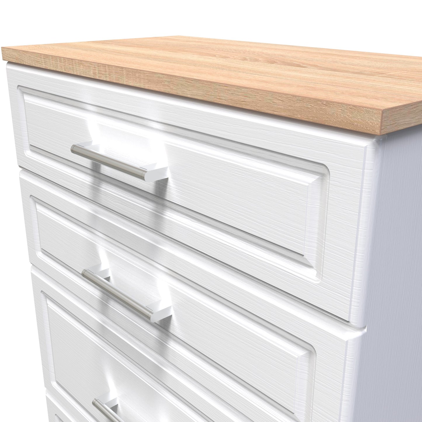 Kent Tall Chest of Drawers White & Oak 4 Drawers 108cm