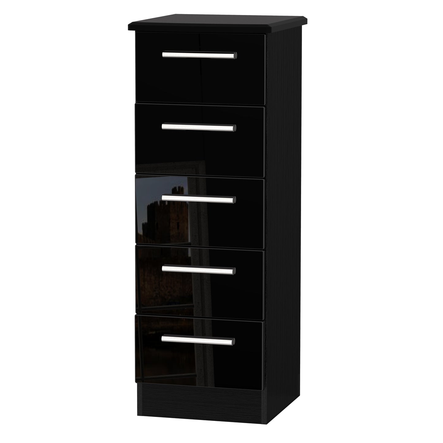 Knightsbridge Tall Tallboy Black 5 Drawers 108cm