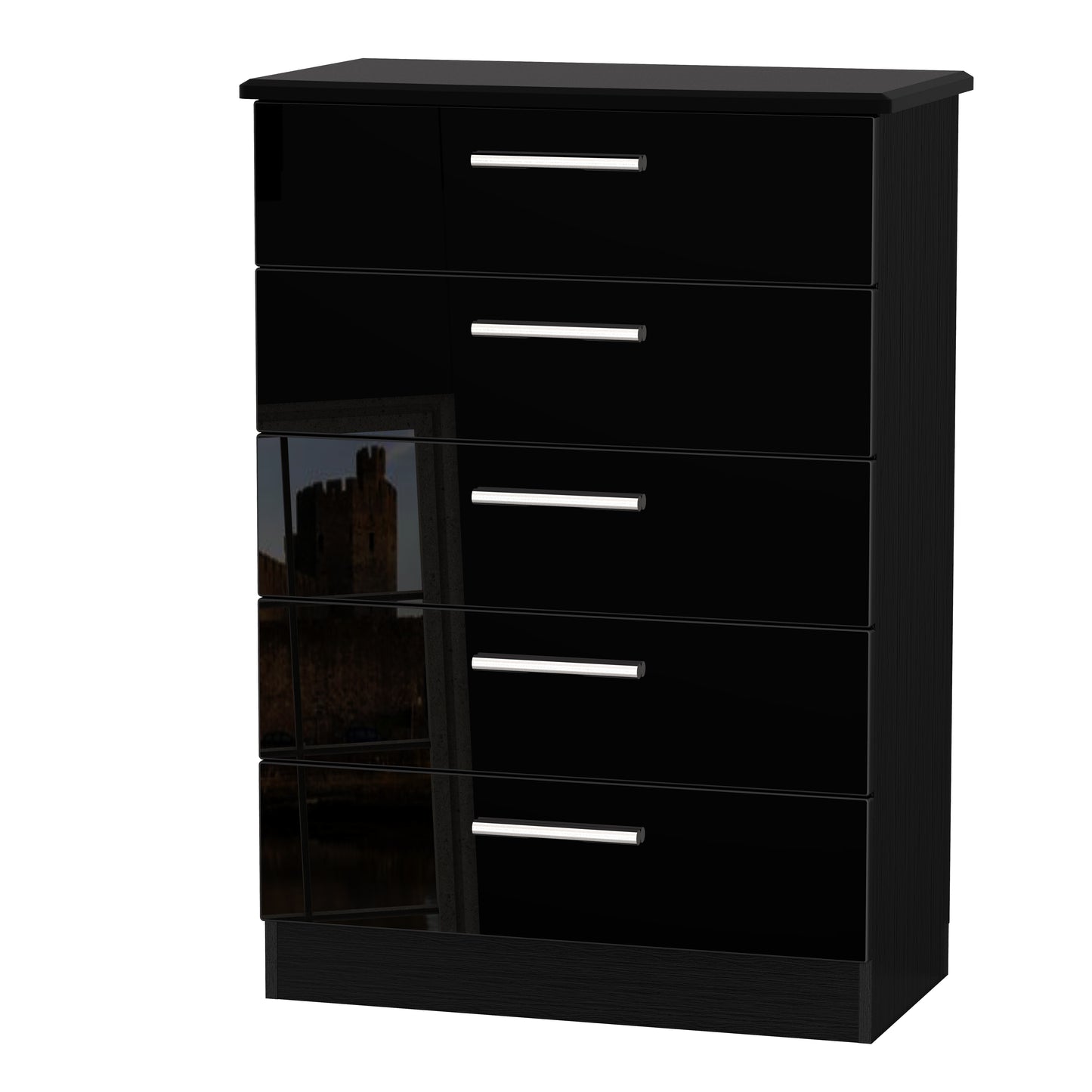 Knightsbridge Tall Chest of Drawers Black 5 Drawers 108cm