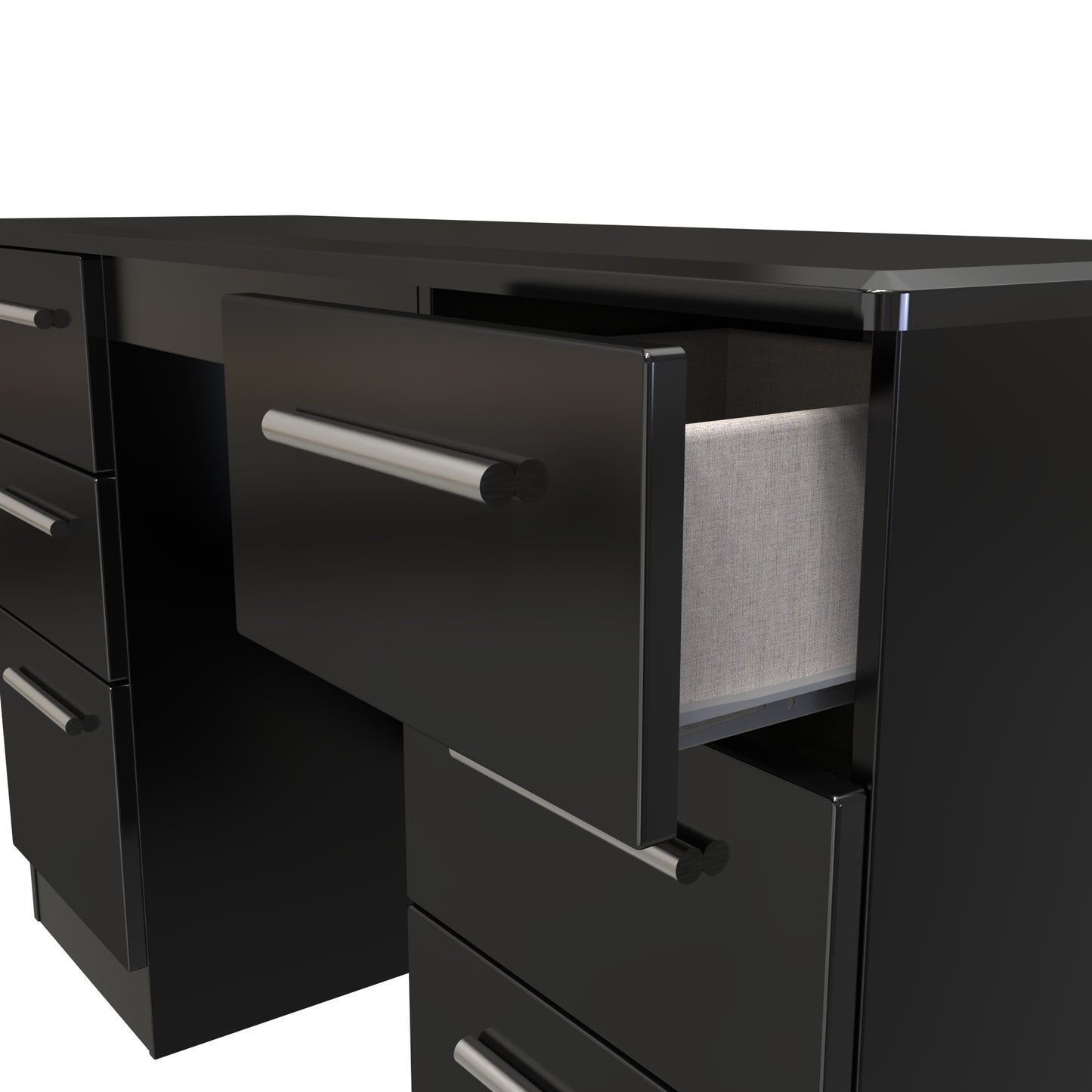 Knightsbridge Desk Black 6 Drawers 128cm