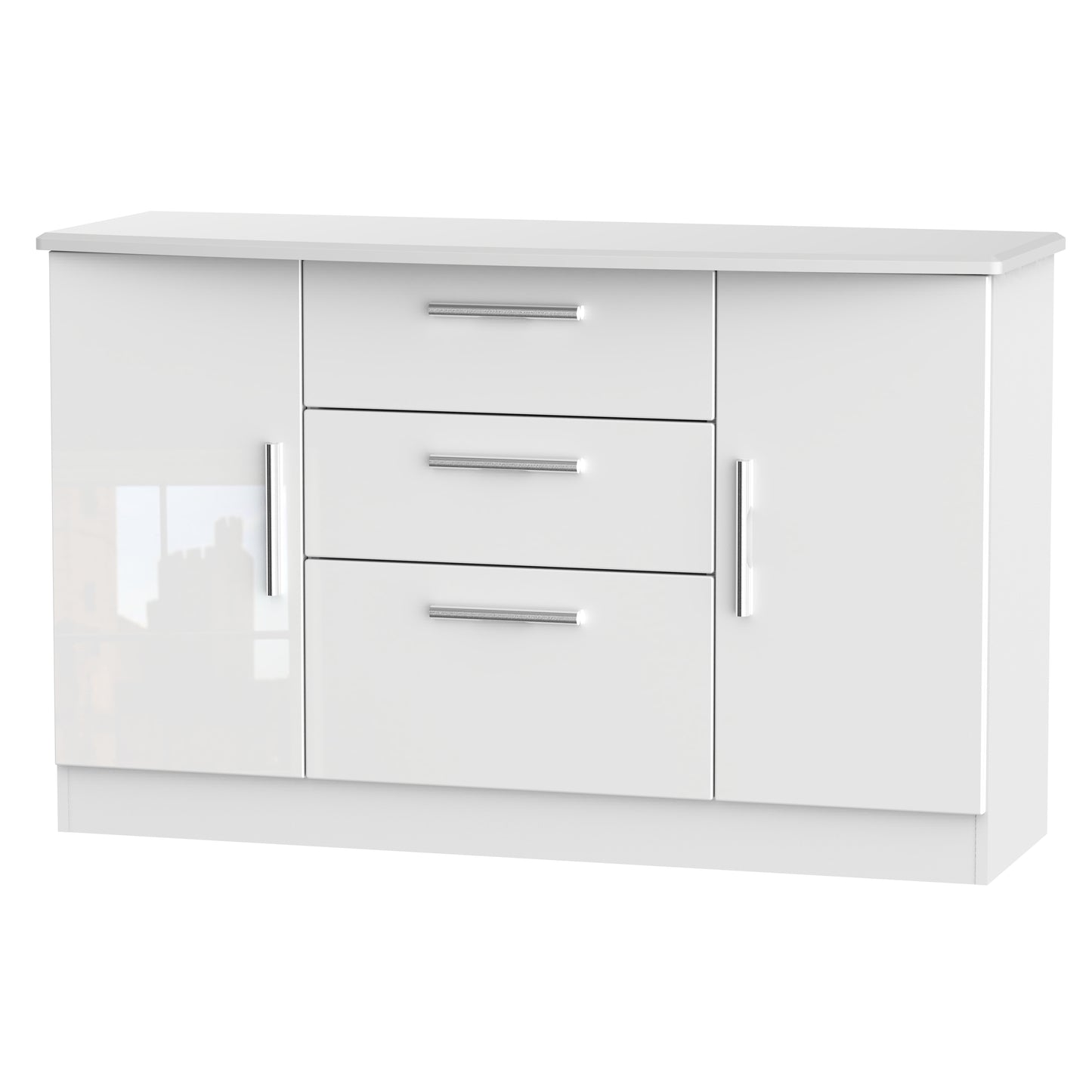 Knightsbridge Large Sideboard White 2 Doors 2 Shelves 3 Drawers 128cm