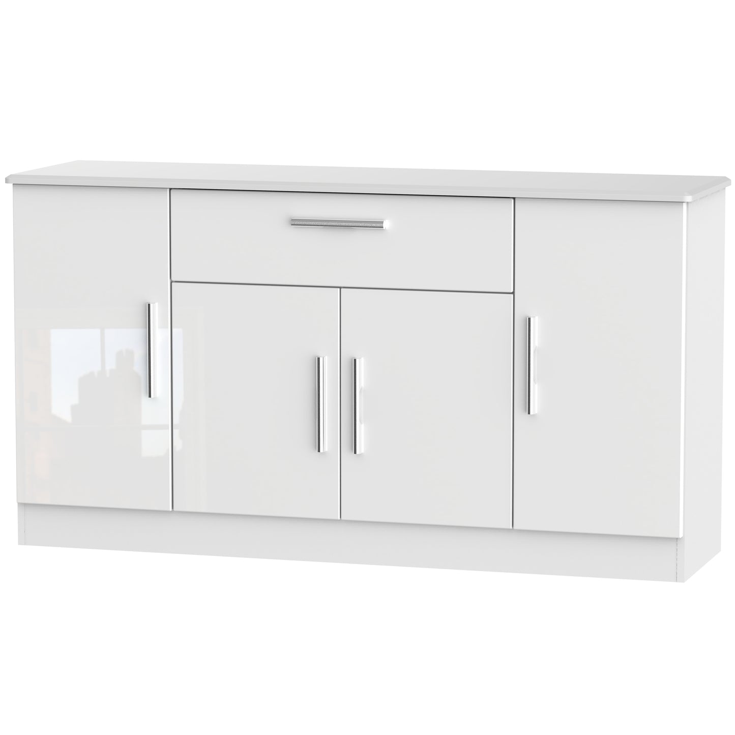 Knightsbridge Large Sideboard White 4 Doors 1 Drawer 146cm