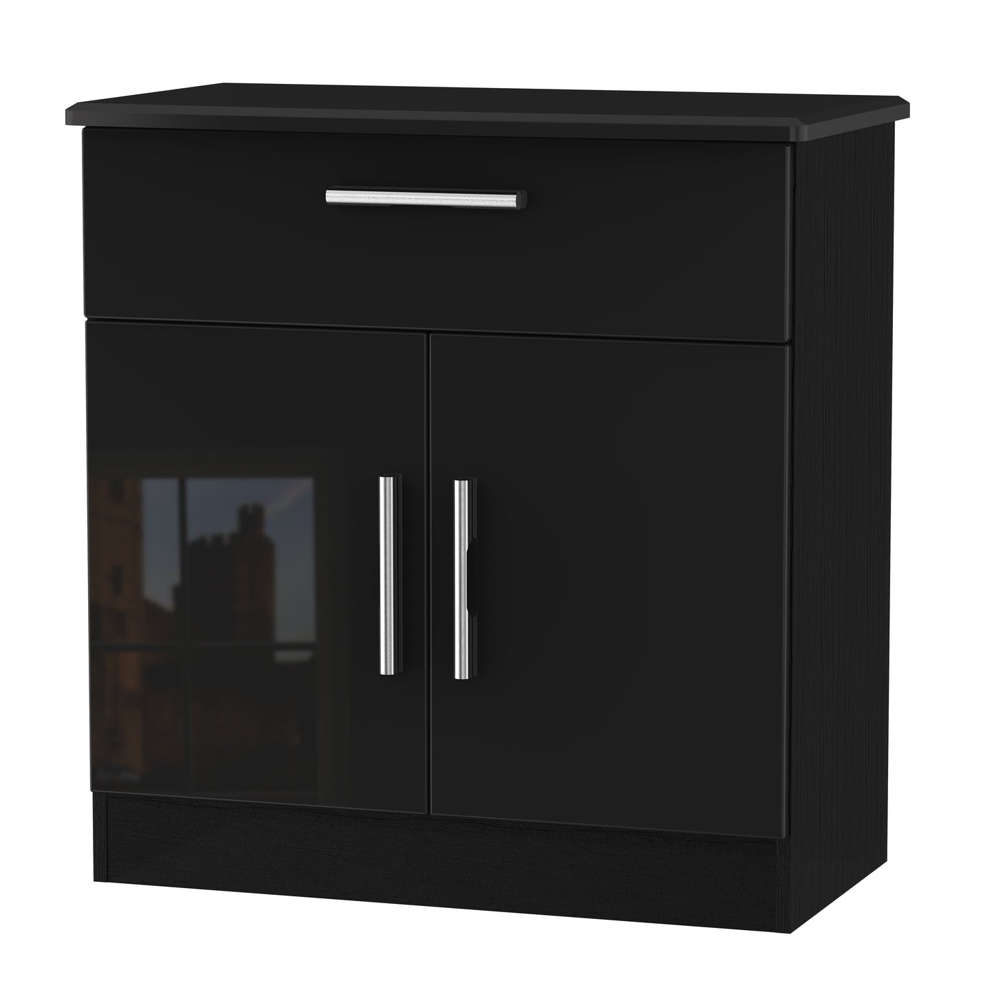 Knightsbridge Sideboard Black 2 Doors 1 Drawer 79cm