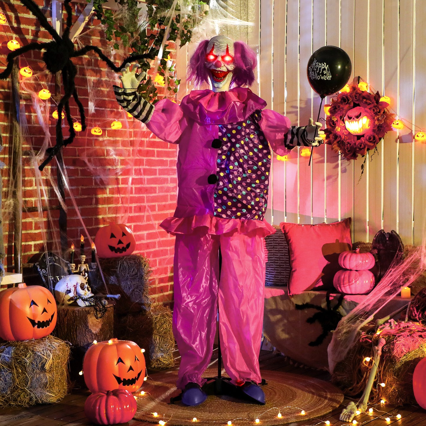 Animated Scary Clown Halloween Decoration - 175cm