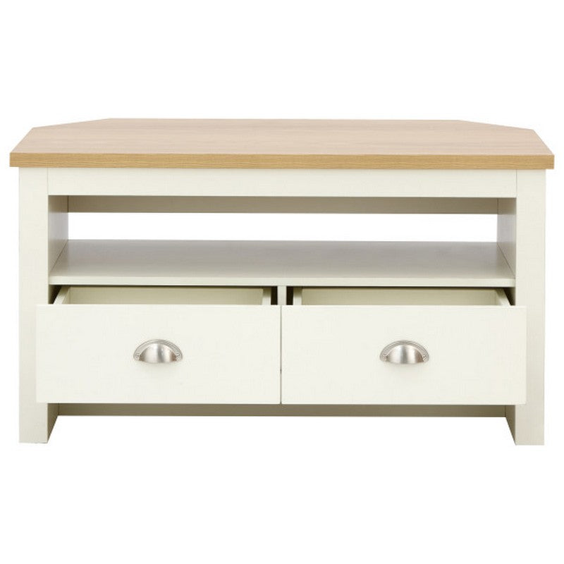 Lancaster Corner TV unit Cream 1 Shelf 2 Drawers
