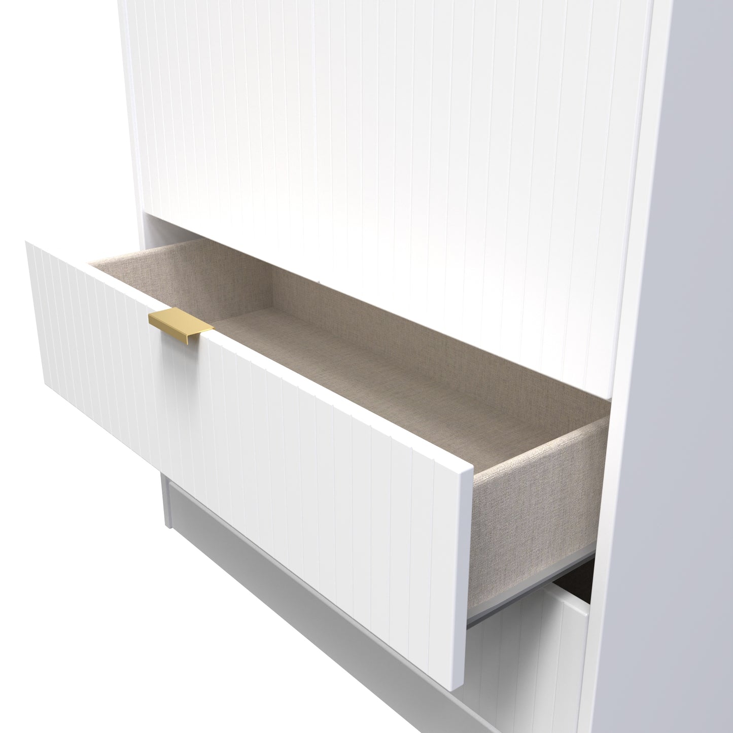 Linear Tall Wardrobe White 2 Doors 2 Drawers 197cm