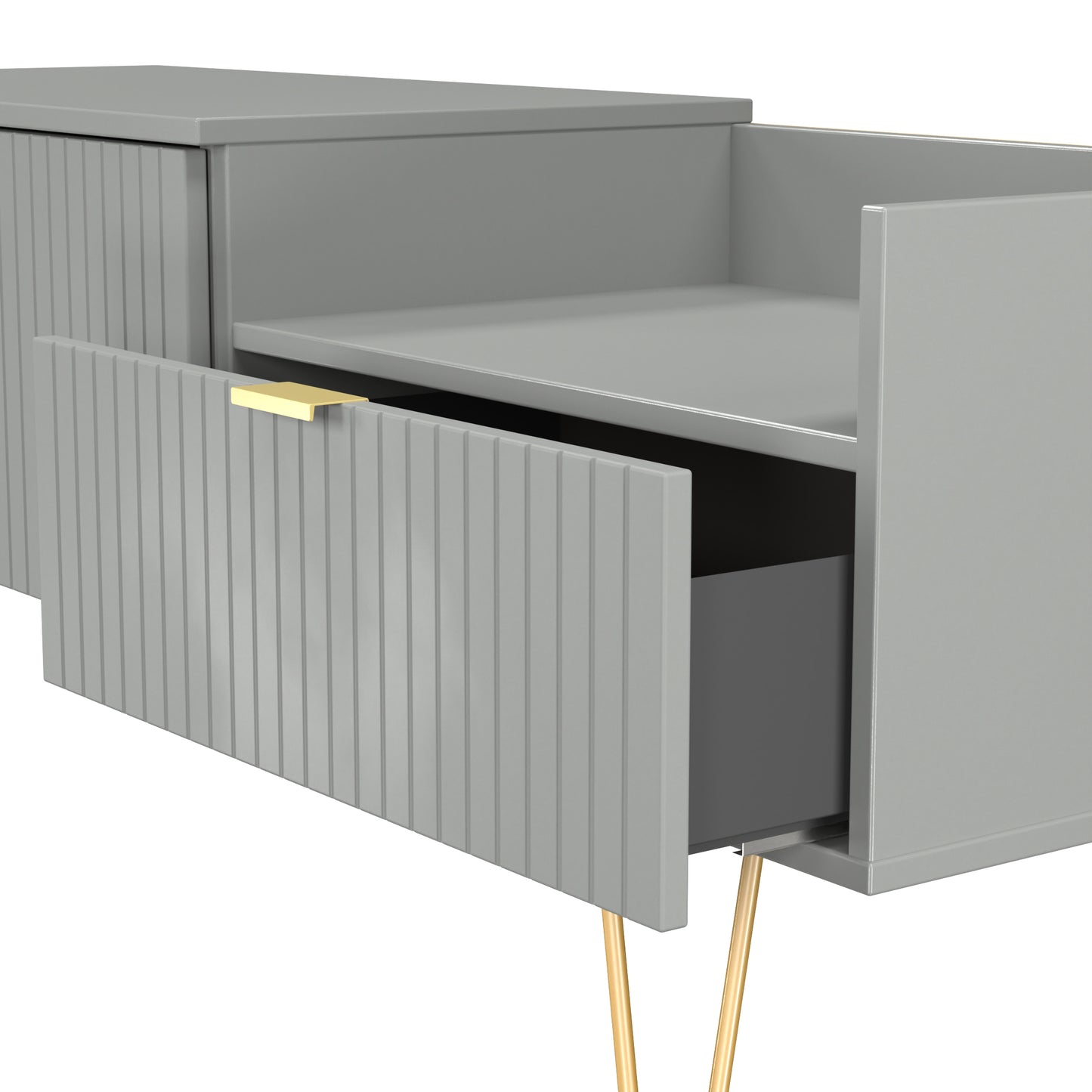 Linear TV Unit Grey 2 Drawers 128cm