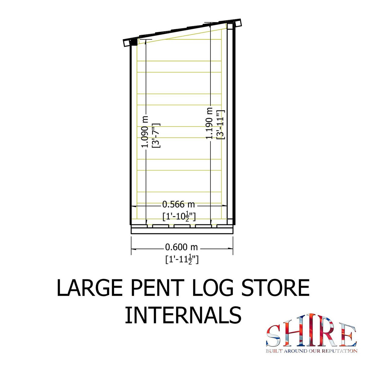 Shire 6' 2" x 2' 3" Pent Log Store - Classic Pressure Treated Slatted