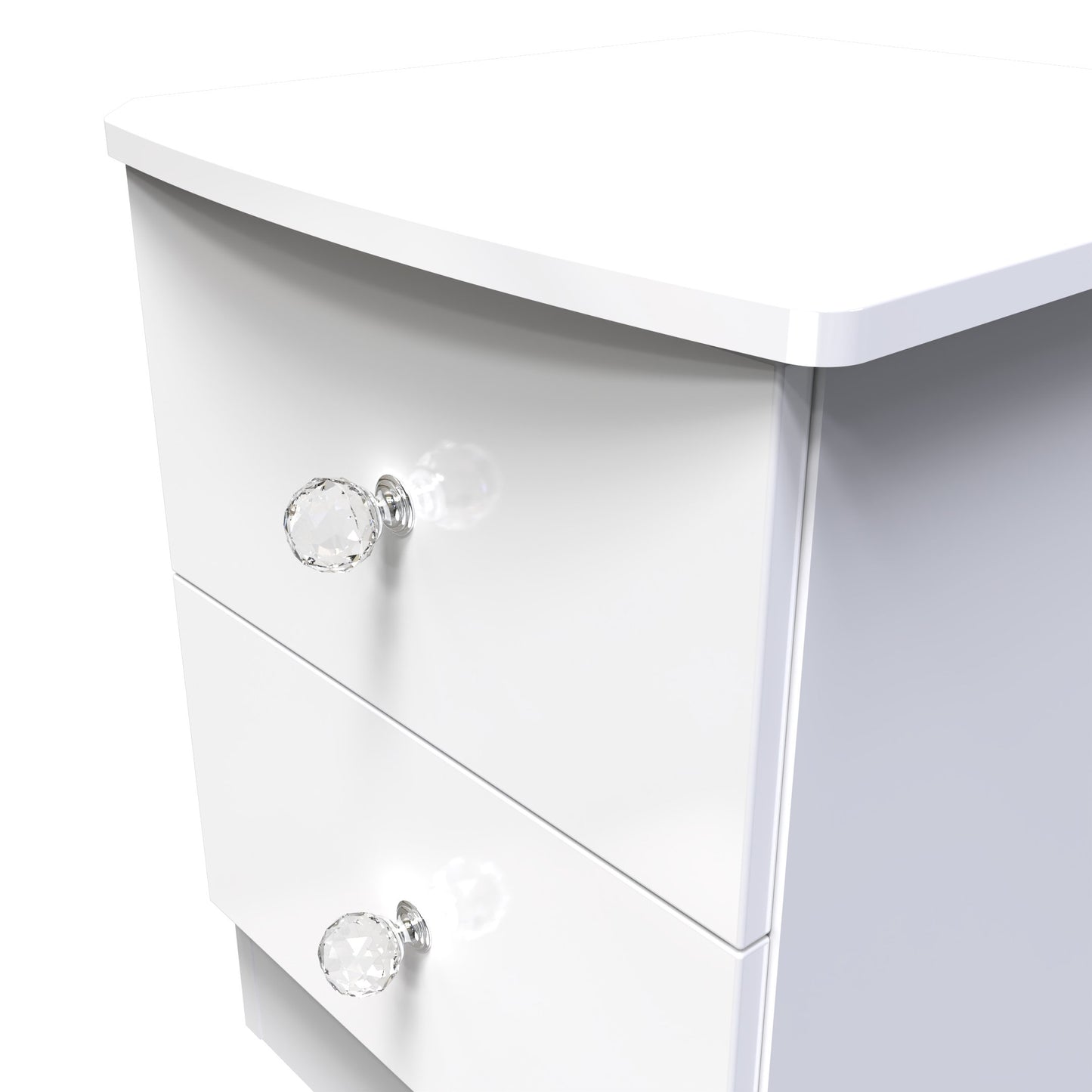 Lumiere Bedside Table with LED lights White 2 Drawers 51cm