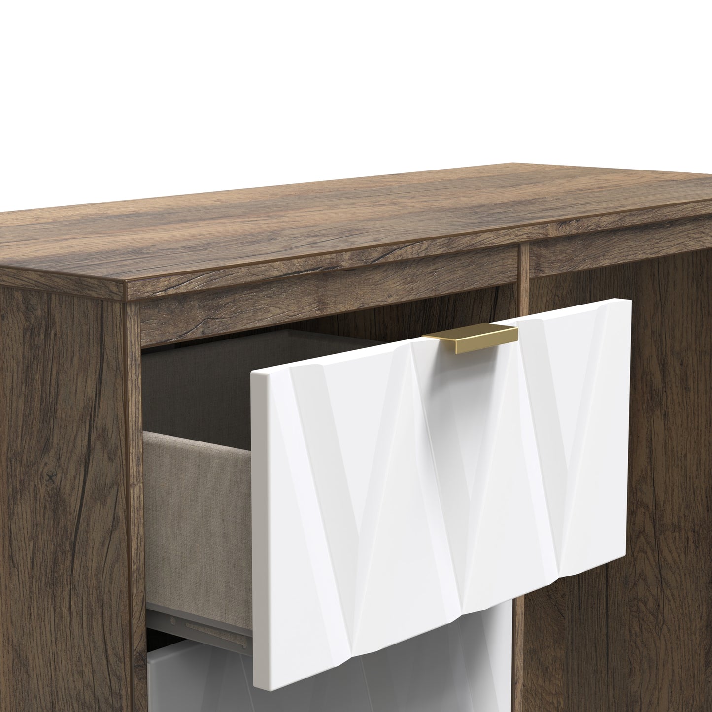 Las Vegas F Desk White & Oak 3 Drawers 97cm