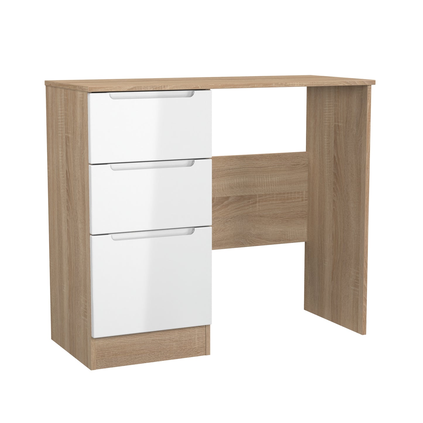Milan Desk White & Oak 3 Drawers 90cm