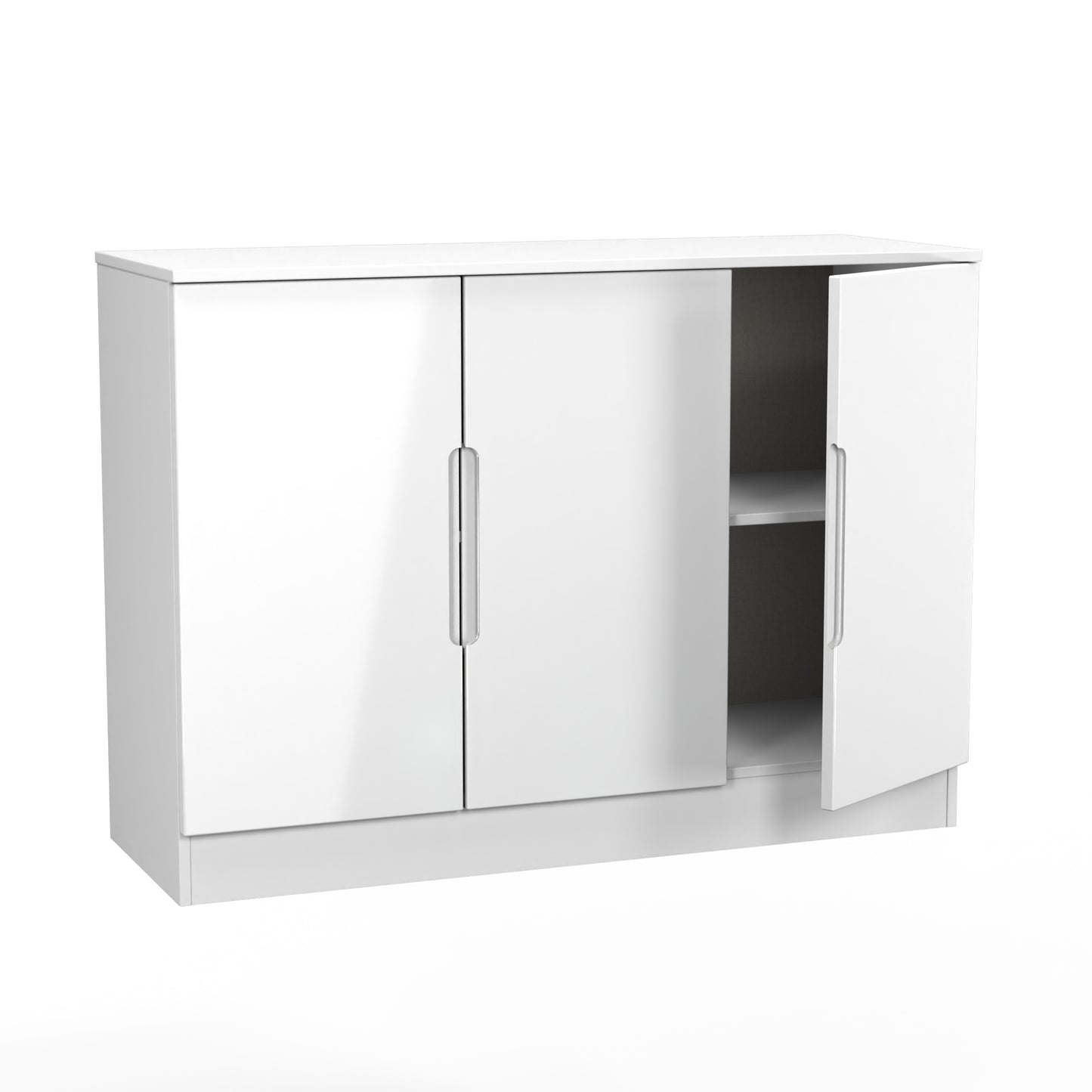 Milan Large Sideboard White 3 Doors 2 Shelves 110cm