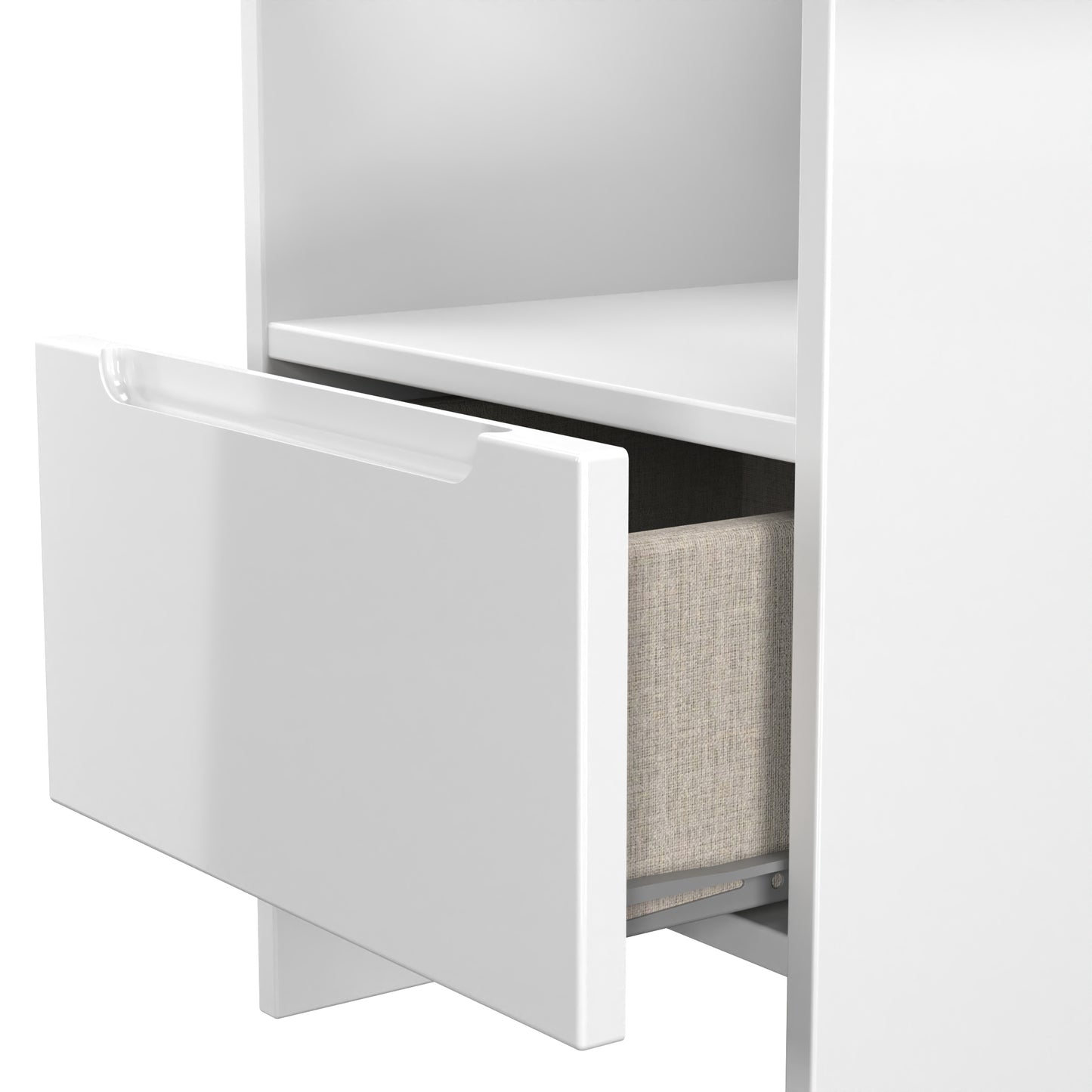 Milan Side Table White 1 Shelf 1 Drawer 50cm