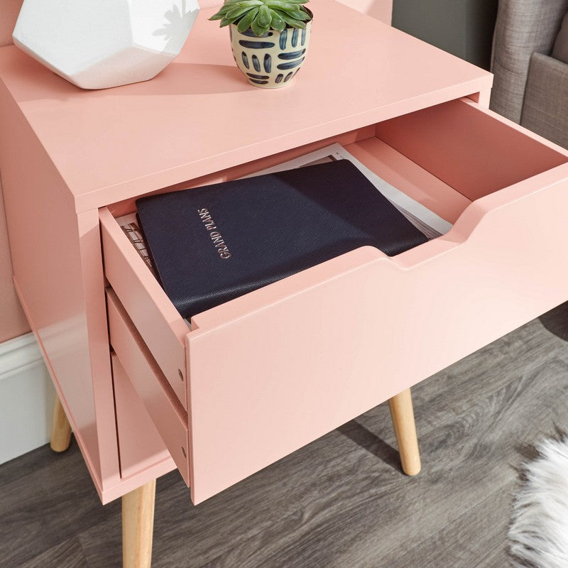 Nyborg Bedside Table Pink 2 Drawers