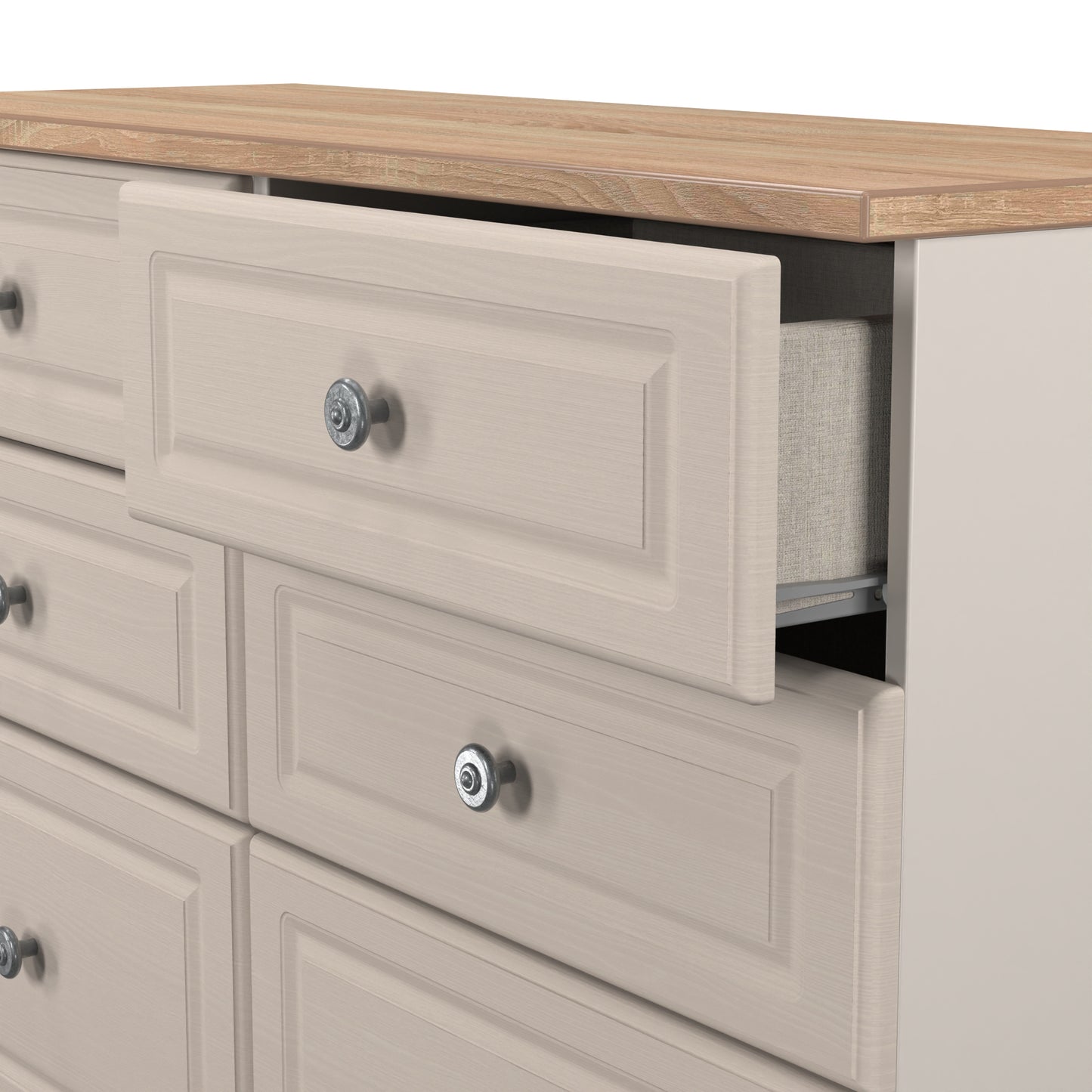 Norfolk Large Chest of Drawers Off-white & Light Oak 6 Drawers 110cm