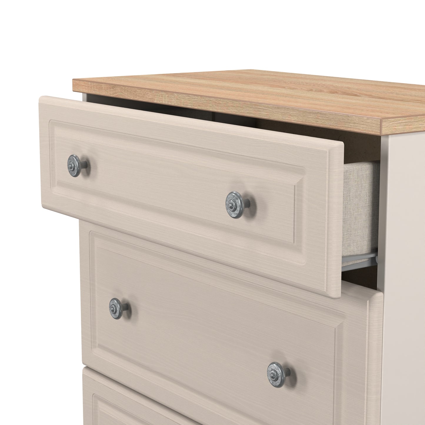 Norfolk Chest of Drawers Off-white & Light Oak 3 Drawers 39cm