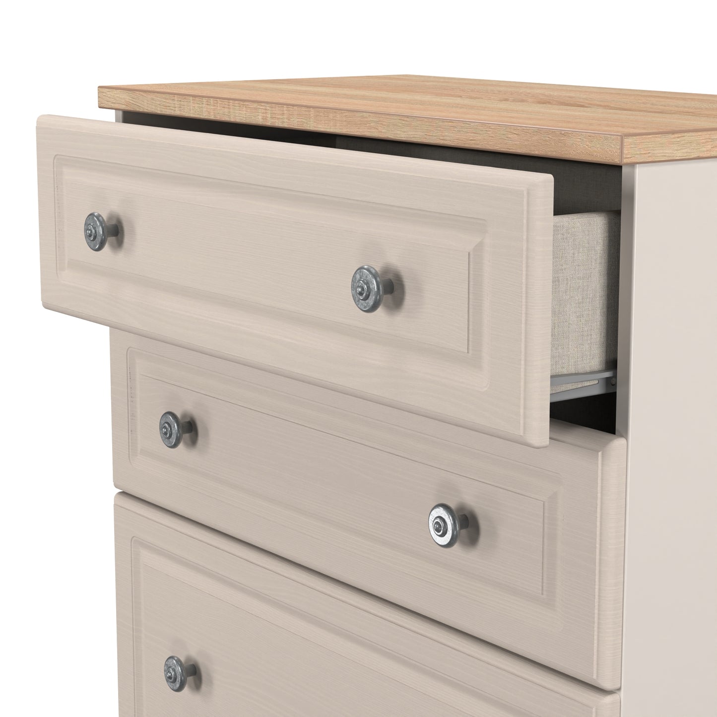 Norfolk Tall Chest of Drawers Off-white & Light Oak 4 Drawers 74cm